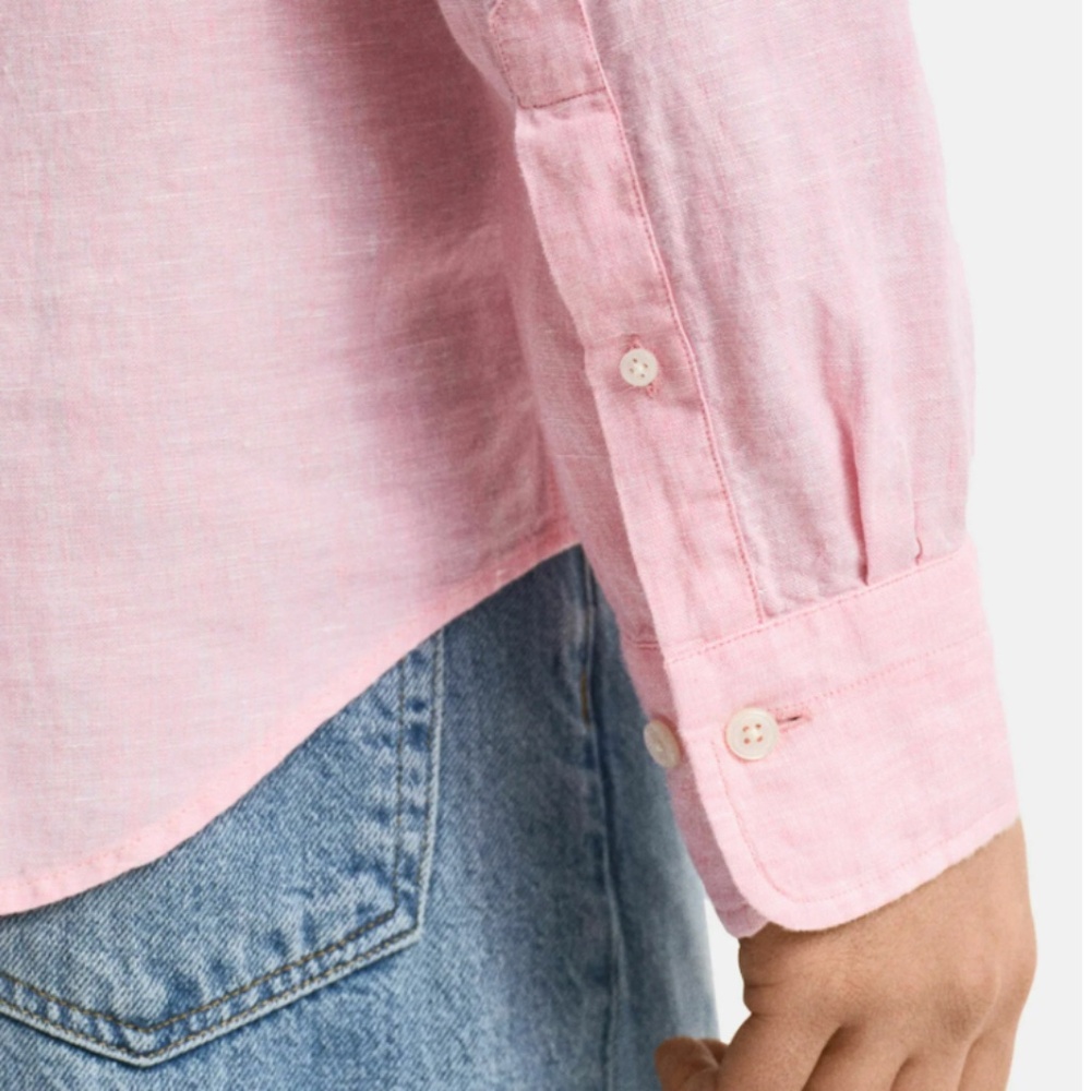 RESORTWEAR🔥 GANT PINK 100% LINEN BUTTON DOWN - Picture 4 of 16